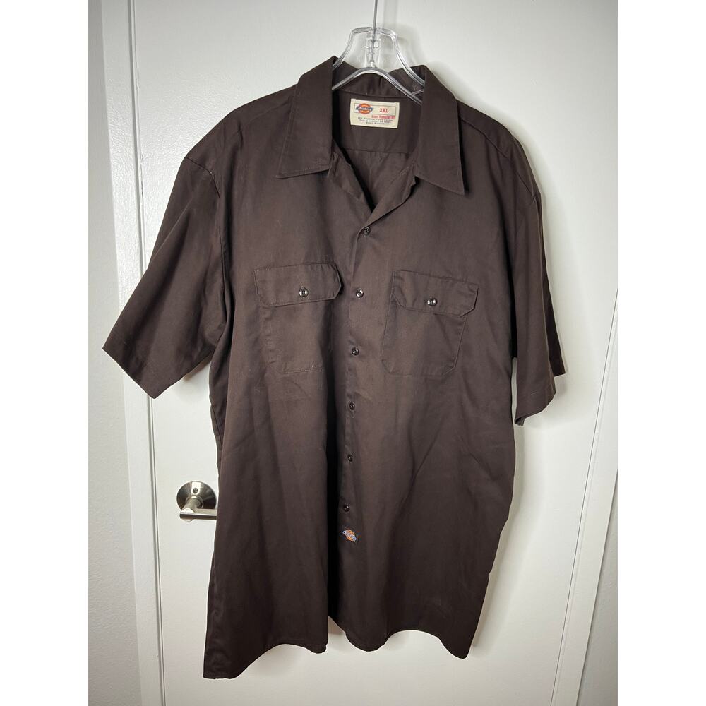 Dickies Brown Short Sleeve Button-Down Work Shirt
